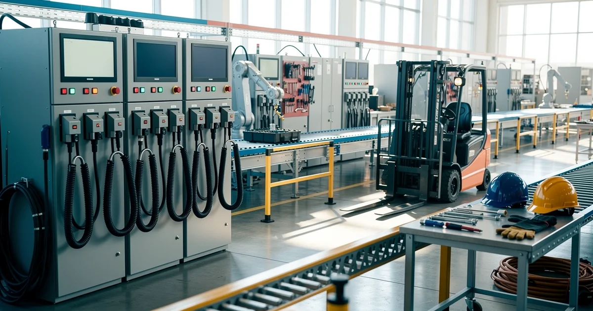 industrial scene illustrating how to audit forklift battery charging areas in 30 minutes — How to Audit Forklift Battery Char