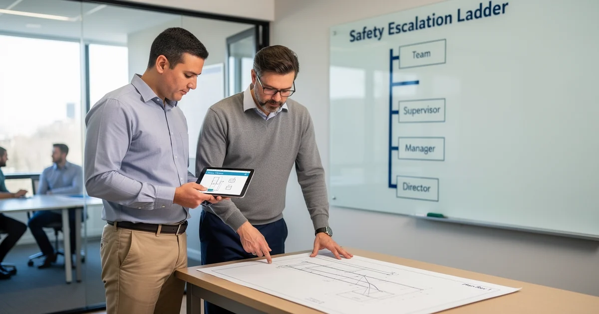 open-dialogue team scene on how to build a safety concern escalation ladder in 14 days — How to Build a Safety Concern Escala