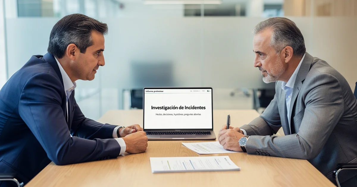 professional scene illustrating informe preliminar de incidente 7 contradicciones que debilitan la prevencion — Informe preli